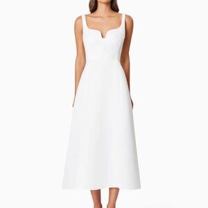 Elliatt Alice Duchess Satin Midi Dress White LARGE-sleeveless white midi dress